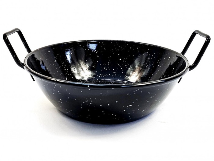Tigaie profesionala adanca pentru prajit sau servit, otel emailat EV, diametru 24 cm, 1.7 litri, 2 manere, Pata Negra, GRC87024