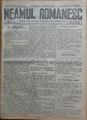 Ziarul Neamul romanesc , nr. 34 , 1915 , din perioada antisemita a lui N. Iorga foto