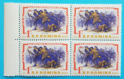 TIMBRE ROMANIA 1963 l.p.554 30ani luptele muncitorilor ceferisti bl, 4 val. MNH* foto