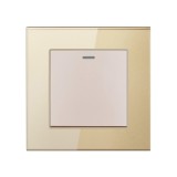 Resigilat Intrerupator Cap Scara Cu Panou din Sticla Securizata Techstar&reg; TGS 01, 220V, 16A, 86 x 86 mm, Auriu, cu 1 Modul