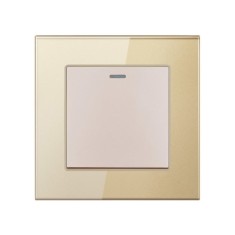 Resigilat Intrerupator Cap Scara Cu Panou din Sticla Securizata Techstar&reg; TGS 01, 220V, 16A, 86 x 86 mm, Auriu, cu 1 Modul