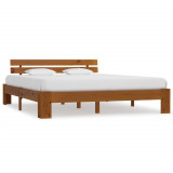 VidaXL Cadru de pat cu tăblie, maro miere, 160x200 cm, lemn masiv pin