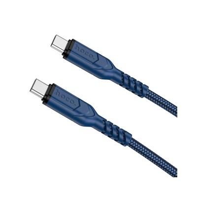 Cablu Date Si Incarcare Hoco Usb-C La Usb-C, Power Delivery 60W, X59 Victory, Lungime 2m, Textil, Blue foto