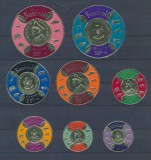 BURUNDI-Lot de 8 timbre rotunde cu folie de aur