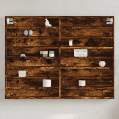 Gossi dulap cu vitrina, stejar fumuriu, 100x8,5x75 cm, lemn prelucrat foto