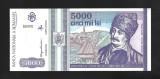 ROMANIA 5000 / 5.000 LEI 1993 - MAI [1] P - 104a , Seria B.0003 / 000276 , UNC , necirculata