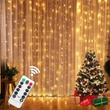 Instalatie de Craciun, Flippy, Instalatie de Tip Perdea IP44, Alimentare prin Port USB si Telecomanda cu 8 functii, 6m x 3m, 600 LED, Alb Rece