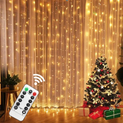 Instalatie de Craciun, Flippy, Instalatie de Tip Perdea IP44, Alimentare prin Port USB si Telecomanda cu 8 functii, 6m x 3m, 600 LED, Alb Rece foto