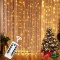 Instalatie de Craciun, Flippy, Instalatie de Tip Perdea IP44, Alimentare prin Port USB si Telecomanda cu 8 functii, 3m x 2m, 300 LED, Alb Rece