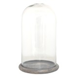 Cumpara ieftin Platou decorativ lemn maro cupola sticla 17x29 cm