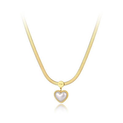 Colier Gloria, auriu, din otel inoxidabil, placat cu aur 18k, cu pandantiv in forma de inima - Colectia Universe of Pearls foto