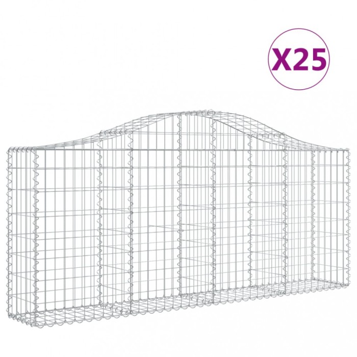 Cosuri gabion arcuite 25 buc, 200x30x80/100 cm, fier galvanizat
