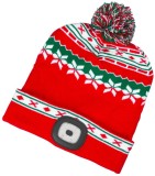 Caciula de Craciun cu LED reincarcabil USB, rosu-verde, marimea L