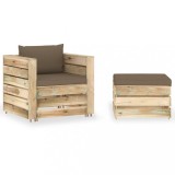 vidaXL Set mobilier grădină, 2 piese, cu perne, verde, lemn impregnat 3074539