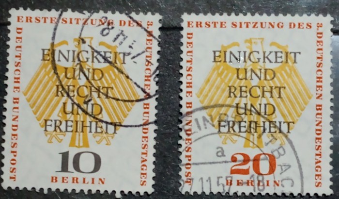 Berlin 1957 stema vultur cu inscripție , serie 2v stampilata