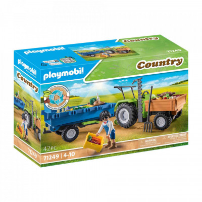 Playmobil - Tractor Cu Remorca Si Muncitor foto