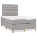 Cumpara ieftin Pat continental cu saltea, gri deschis, 120x200 cm, textil