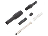 Mufă banană 4mm 10A lipită neagră nichelată, CLIFF