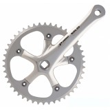 Pedalier Prowheel, 46T 3/32, brat 165mm, aluminiu, culoare argintiu, ax patrat Cod:4554665SKRM