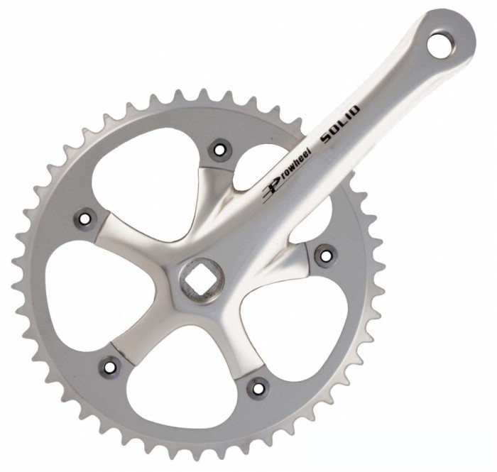 Pedalier Prowheel, 46T 3/32, brat 165mm, aluminiu, culoare argintiu, ax patrat Cod:4554665SKRM