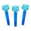 Set 10 Trompete H&acirc;rtie Albastru Deschis Godan - Decoratiuni Petrecere Aniversare Copii, Buline