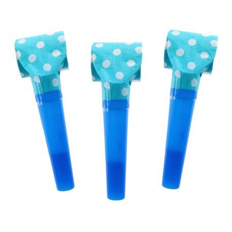 Set 10 trompete din hartie pentru petrecere culoare albastru deschis