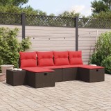vidaXL Set de canapele pentru grădină cu pernă 6 pcs Maro poliratan 3359423
