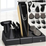 Mașină de tuns barbă și păr 10 &icirc;n 1, trimmer profesional pentru nas și urechi, autonomie 60 min, suport inclus
