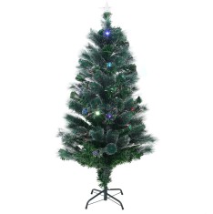 Brad artificial fibra optica de Craciun, Hoff Neo, cu 78 LED-uri multicolore, flash, 150 cm