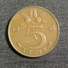 Moneda 5 cenți 1948 Olanda