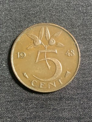 Moneda 5 cenți 1948 Olanda foto