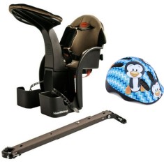 Scaun bicicleta copii Deluxe, Pozitie montare Centru, 15 Kg si Casca Protectie XS 44-48 Penguin WeeRide WR03SKPG foto
