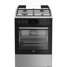 Aragaz mixt Beko FBSM62530DXMS, Gatire cu ventilare, 3D Cooking, Timer, Clasa A