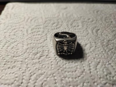 Inel vintage argint Italia WWII Camasile Negre foto