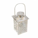 Suport lumanare tip felinar decorativ Pufo White, suspendat, 12,5 cm