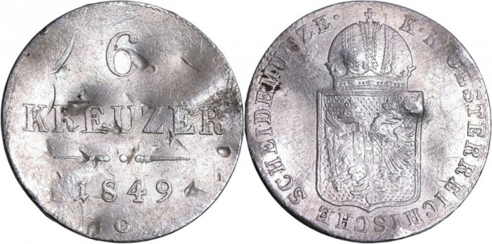 1849 - C - 6 kreuzer - Franz Joseph I - Imperiul Austriac