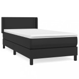 Cumpara ieftin Pat continental cu saltea, negru, 80x200 cm, piele ecologica