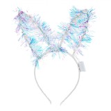 Bentită Deghizare Crăciun, Model Urechi, Tinsel Holografic, LED, Multicolor, 3 Baterii LR44 Incluse, Oem