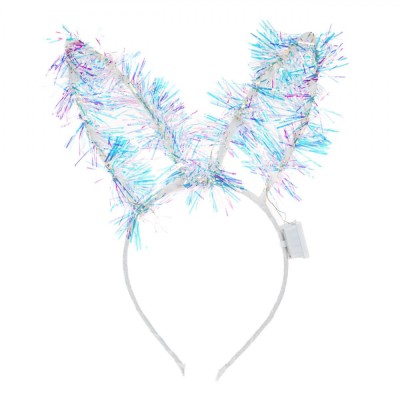Bentită Deghizare Crăciun, Model Urechi, Tinsel Holografic, LED, Multicolor, 3 Baterii LR44 Incluse foto