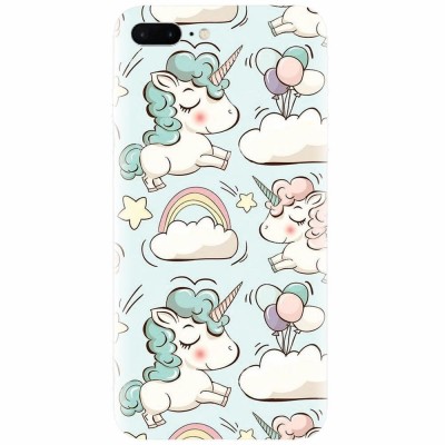 Husa silicon pentru Apple Iphone 8 Plus, Unicorns And Clouds foto