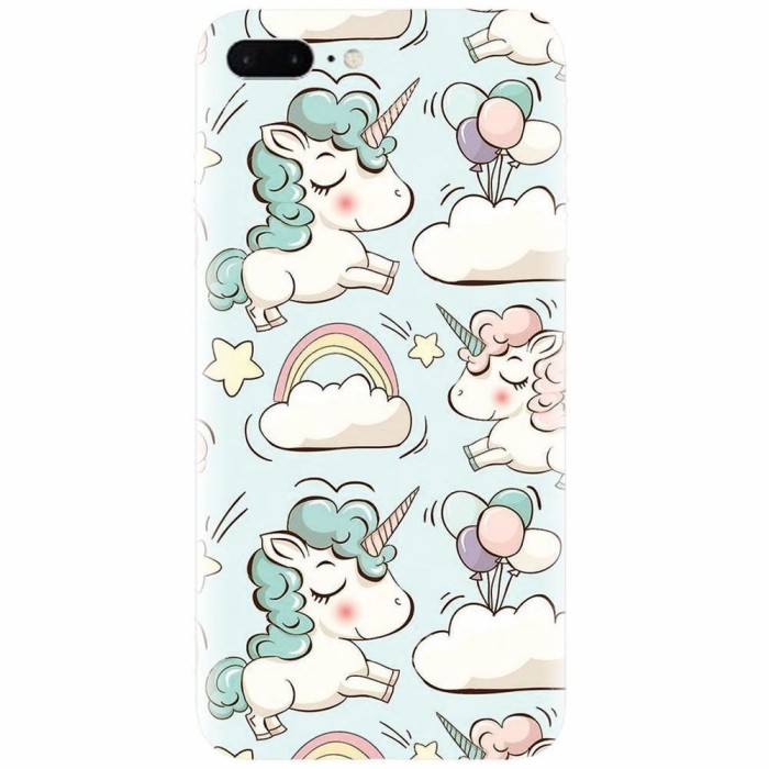 Husa silicon pentru Apple Iphone 8 Plus, Unicorns And Clouds