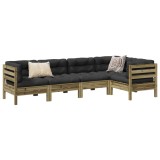 Gossi set mobilier de gradina cu perne, 5 piese, lemn de pin tratat