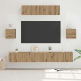 VidaXL Set comodă TV Pe perete 7 pcs stejar artizanal 80 x 30 x 30 cm