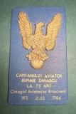 Placheta Capitanului Aviator Eufimie Zaharcu la 75 ani Omagiul Aviatorilor Brasoveni 10 03 1911 1986