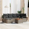 Set sofa gradina Gossi 7 piese cu perne gri poli ratan, sofa gradina Gossi 2-locuri cu spatiu de stocare &amp; perne gri poli ratan