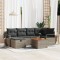 Set sofa gradina Gossi 7 piese cu perne gri poli ratan, sofa gradina Gossi 2-locuri cu spatiu de stocare &amp; perne gri poli ratan