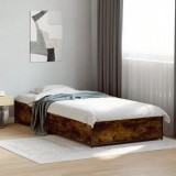 VidaXL Cadru de pat, stejar fumuriu 100x200 cm lemn prelucrat și metal