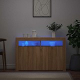 vidaXL Servantă cu lumini LED, stejar Sonoma, 115,5x30x75 cm