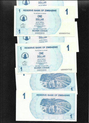 Zimbabwe 1 dollar 2006 (2007) unc pret pe bucata foto