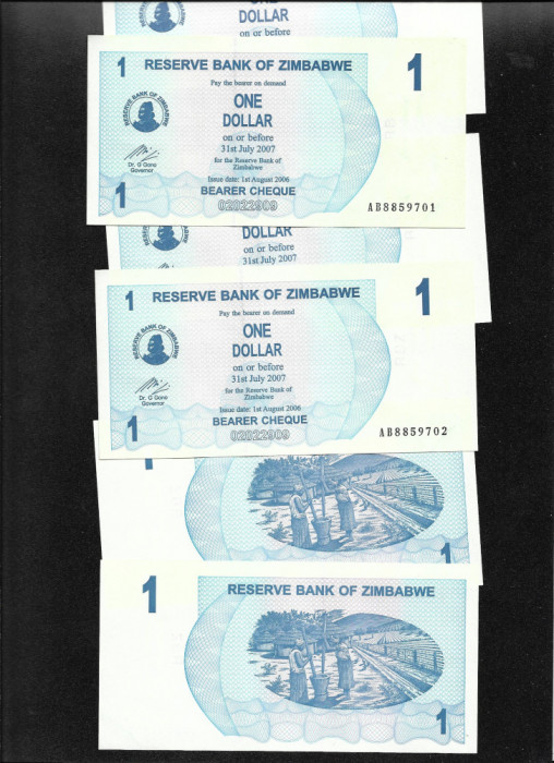 Zimbabwe 1 dollar 2006 (2007) unc pret pe bucata